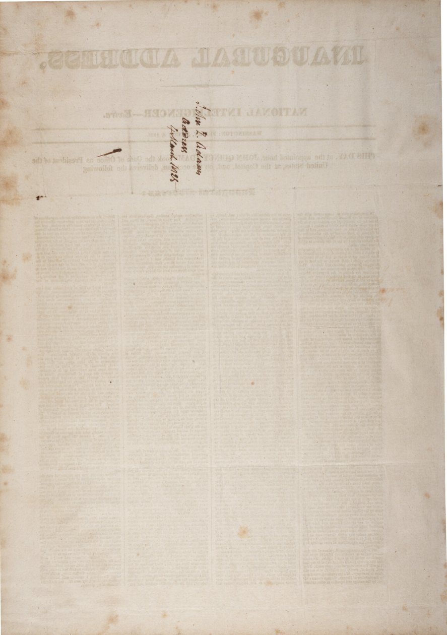 Przemówienie inauguracyjne Johna Quincy Adamsa, 4 marca 1825 r. (patrz także GLC 696059) autorstwa American School