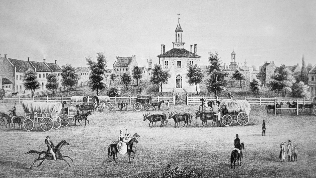 Niepodległość, Missouri, c.1850 (grawerowanie) autorstwa American School