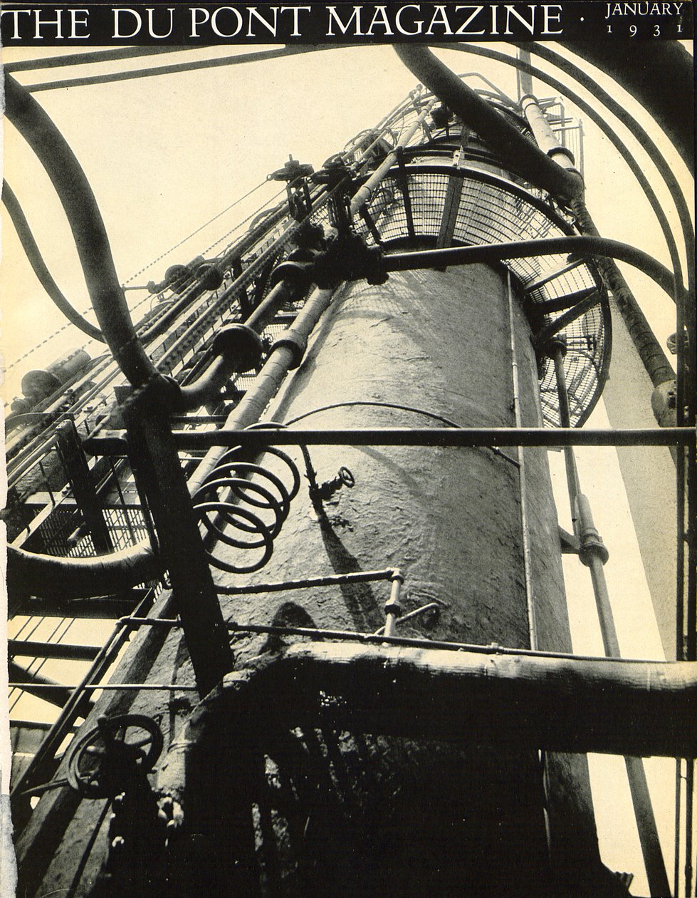Zakład przemysłowy, przednia okładka magazynu DuPont, styczeń 1931 autorstwa American School