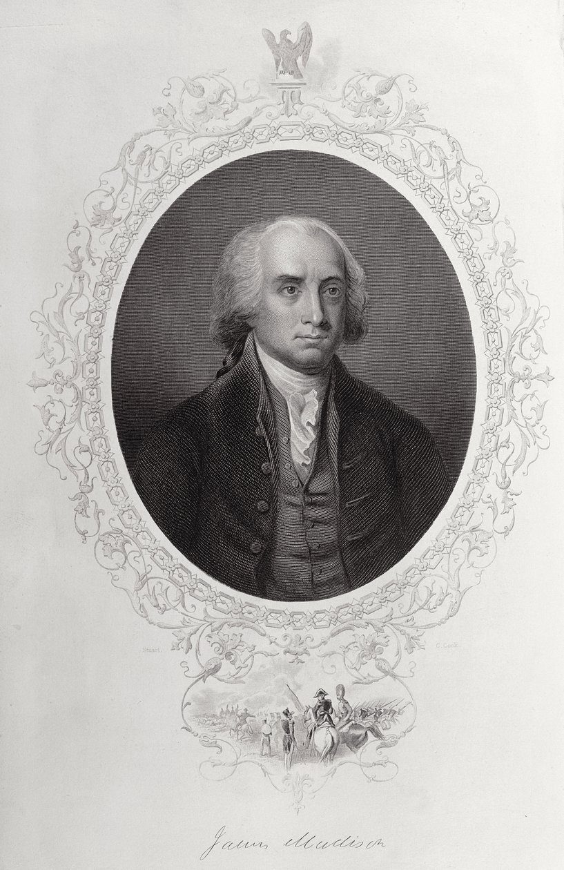 James Madison, z „Historii Stanów Zjednoczonych”, tom. I, Charles Mackay, grawerowane przez C. Cook autorstwa American School