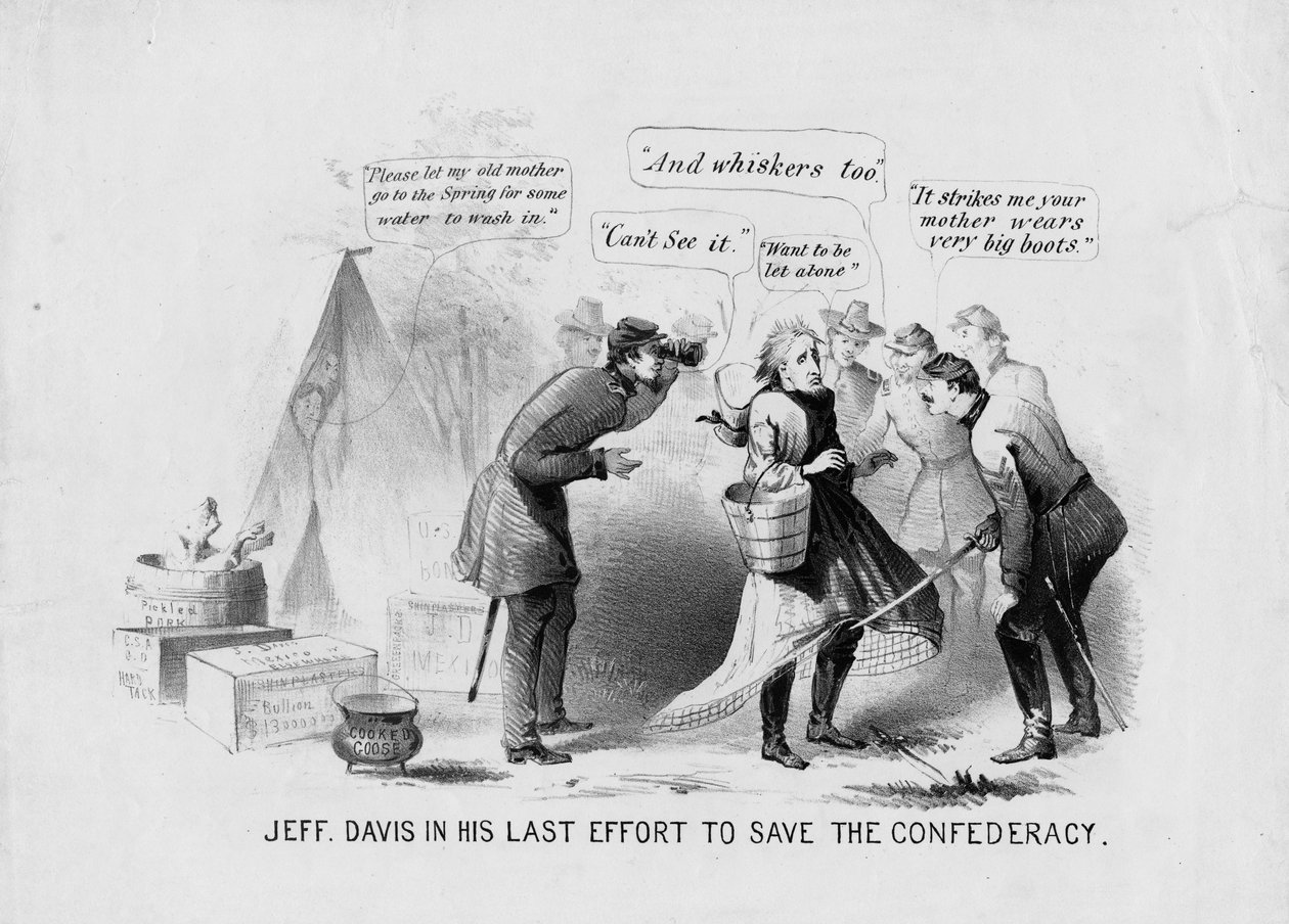 Jeff Davis w swojej ostatniej próbie ocalenia Konfederacji, ok. 1865 r. autorstwa American School