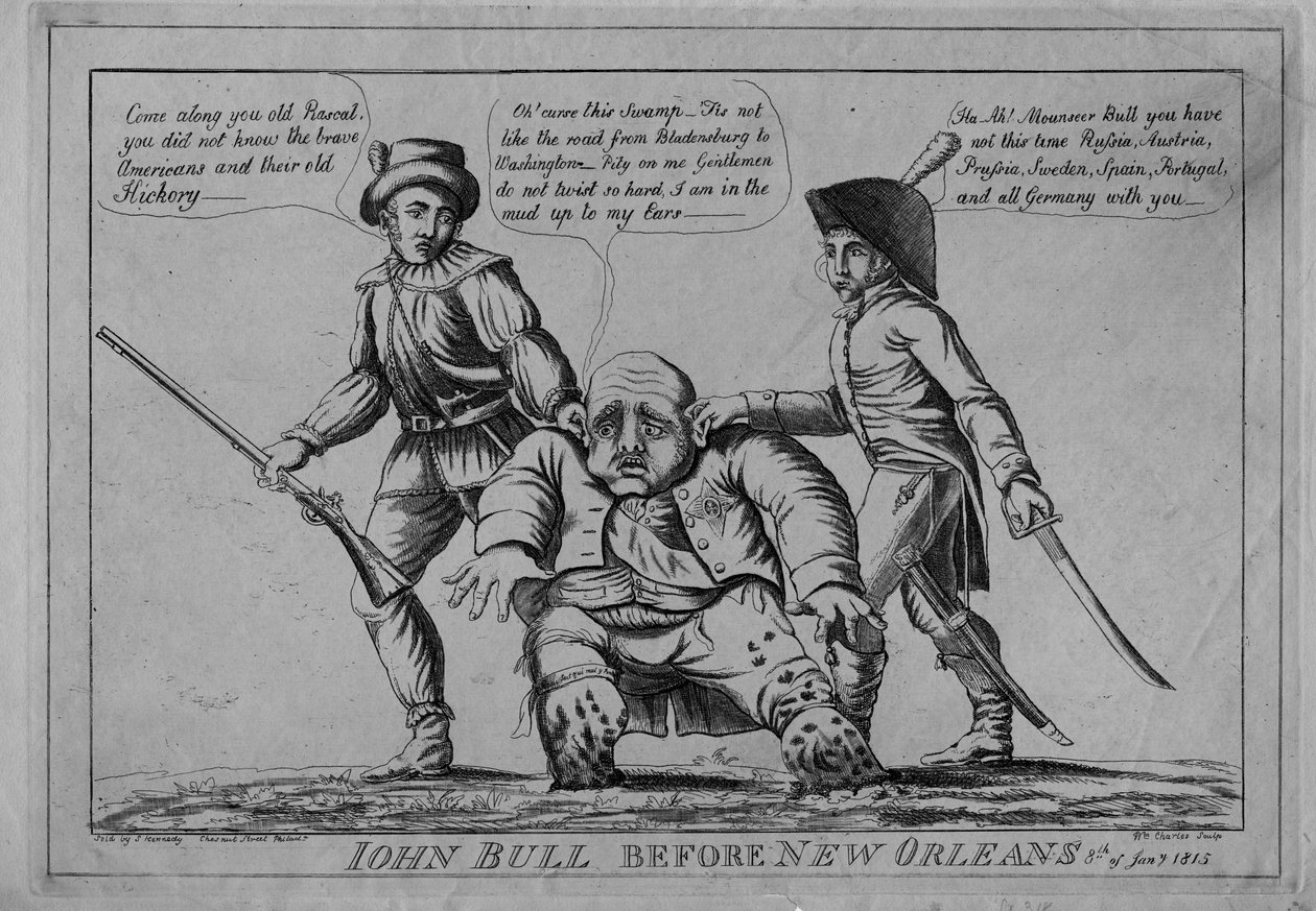 John Bull przed Nowym Orleanem, 1815 autorstwa American School