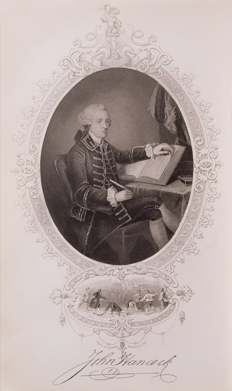 John Hancock (1737-93) z Historii Stanów Zjednoczonych, tom. Ja, Charles Mackay, grawerowane przez J. Rogers autorstwa American School
