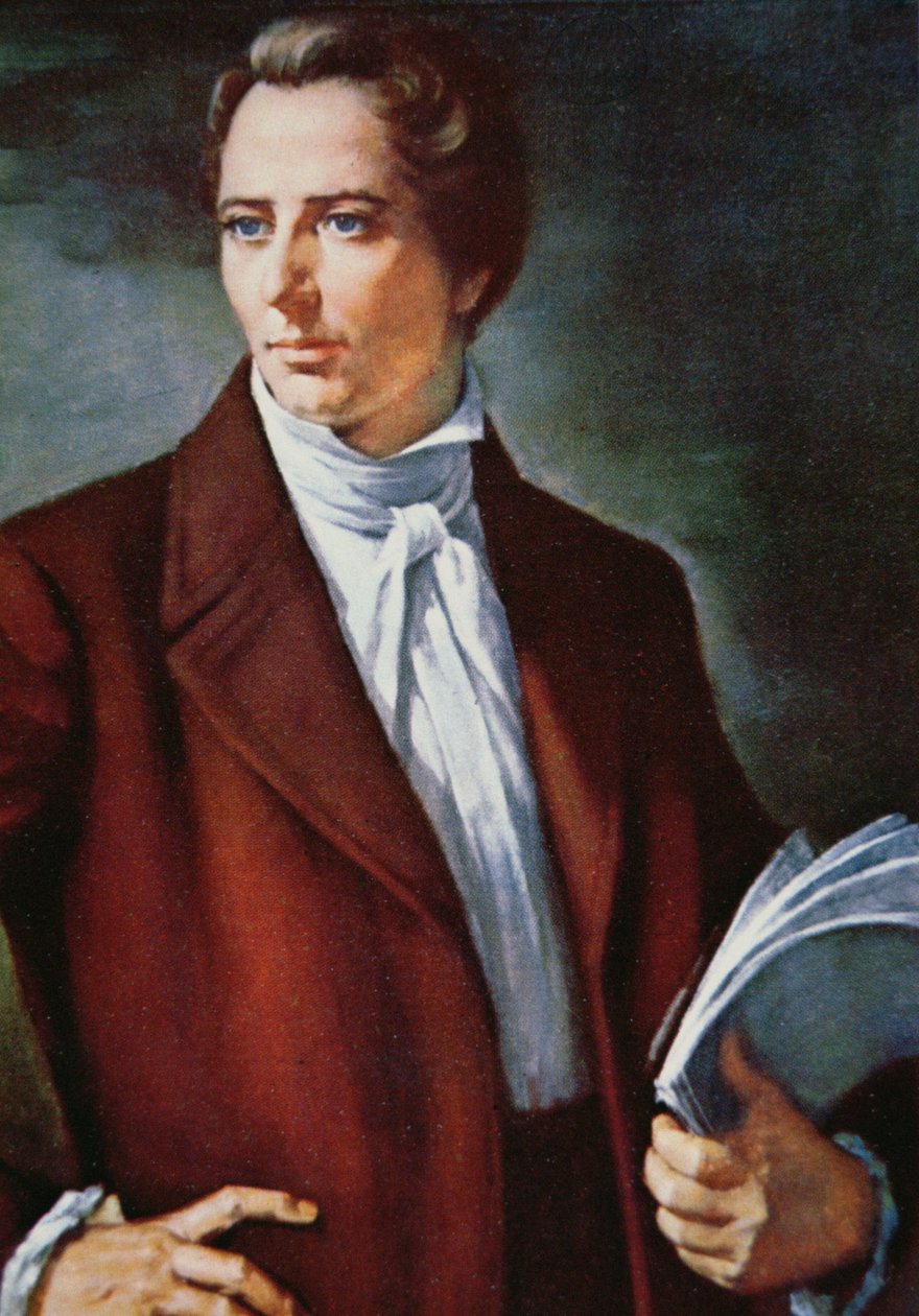 Józef Smith (1805-44) prorok założyciel religii Mormonów w USA (kolor lito) autorstwa American School