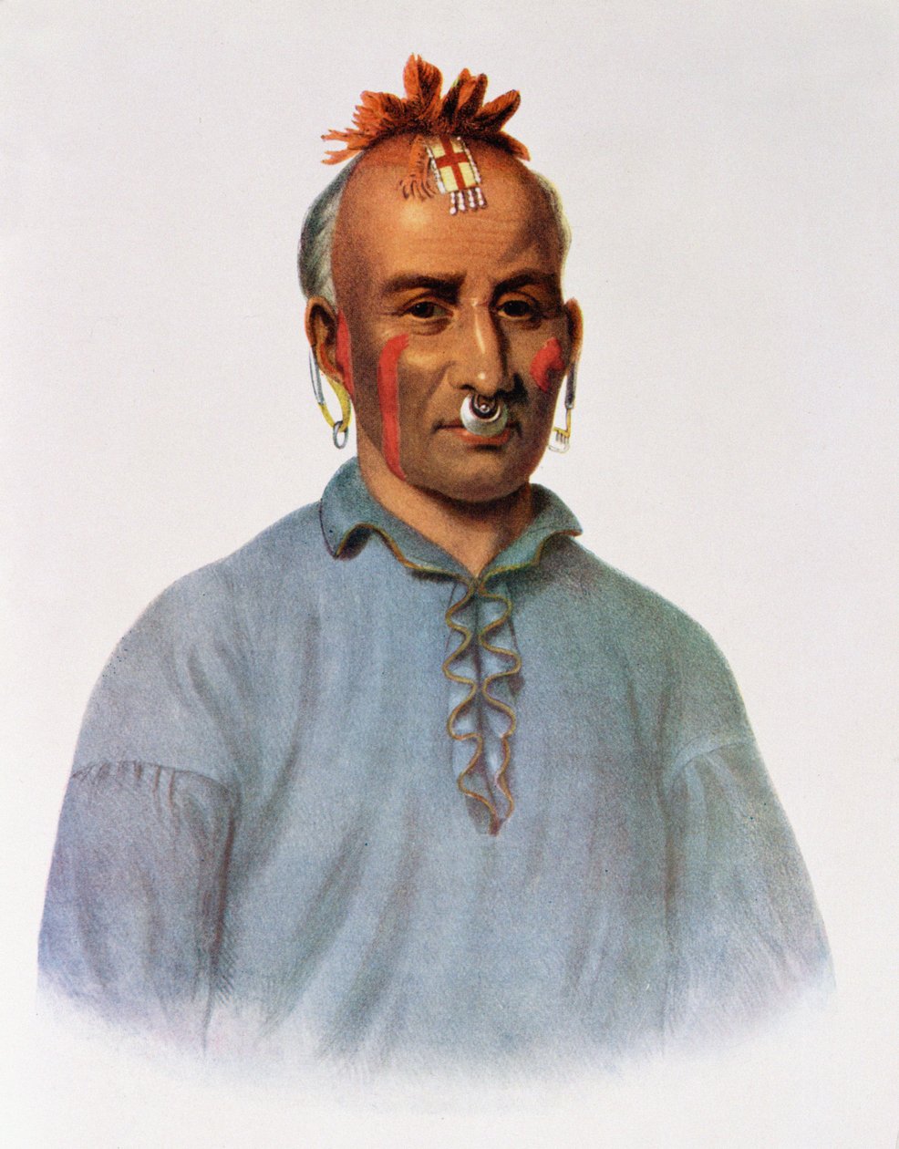 Kish-Kal-Wa, wódz Shawnee, ilustracja z „The Indian Tribes of North America, Vol.1”, Thomasa L. McKenneya i Jamesa Halla, wyd. przez Johna Granta autorstwa American School