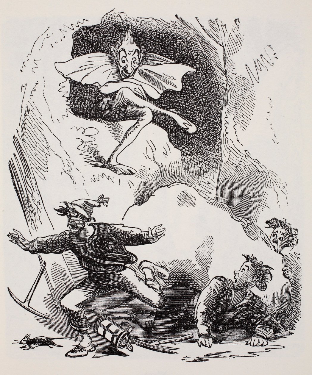 Koboldy, ze Światowego przewodnika po gnomach, wróżkach, elfach i innych małych ludziach Thomasa Keightleya (1789-1872) opublikowane w 1880 r. (BW Engraving) autorstwa American School
