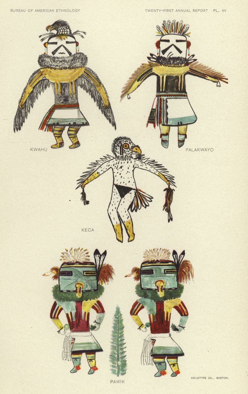 Kwahu, Palakwayo, Keca, Pawik (litografia kolorowa) autorstwa American School