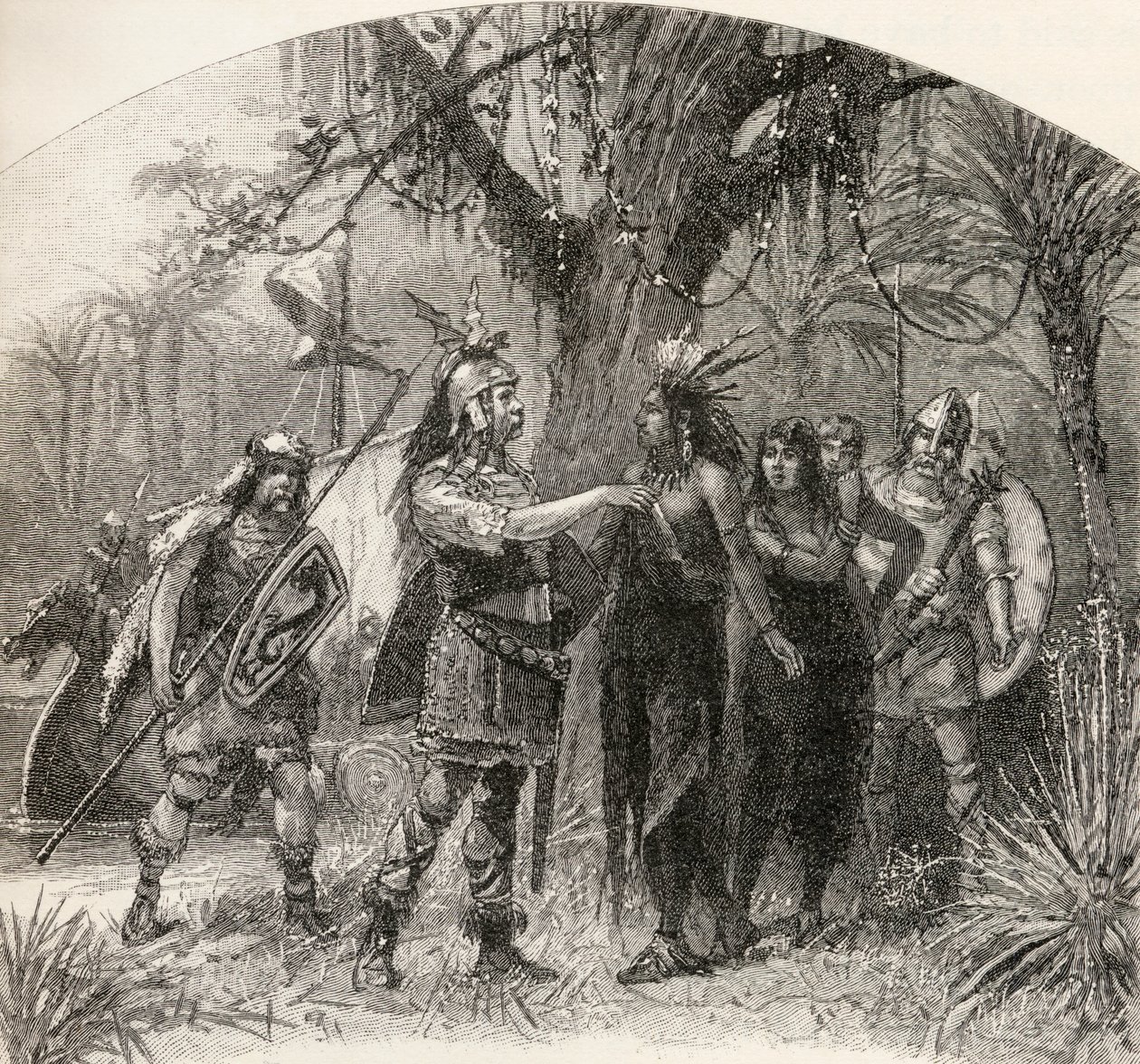 Landing of Northmen, z "A Brief History of the United States", opublikowanej przez A. S. Barnes und Co. w 1885 r. autorstwa American School