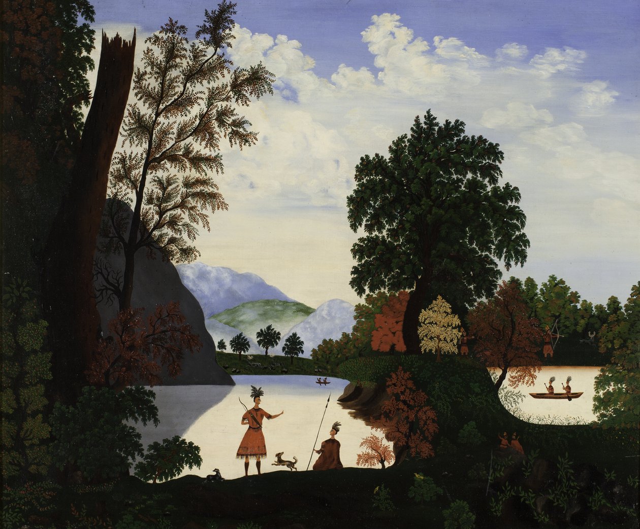 Krajobraz z Indianami, 1880 autorstwa American School