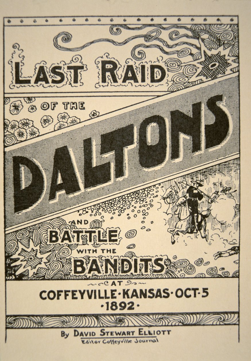 „Ostatni nalot Daltonów... w Coffeyville, Kansas” autorstwa Davida Stewarta Elliota, 5 października 1892 (lito) autorstwa American School