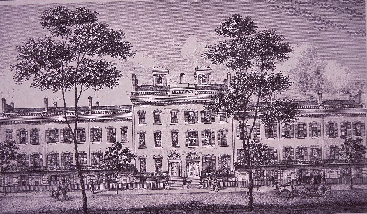 LeRoy Place w 1831 roku, część dzisiejszej Bleecker Street w Greenwich Village (rycina) autorstwa American School
