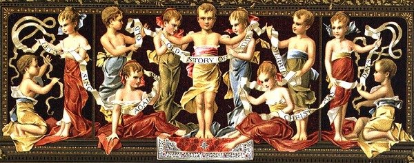 „Zaśpiewajmy jeszcze raz starą, starą opowieść o wesołych świątecznych dniach” (chromolitho) autorstwa American School