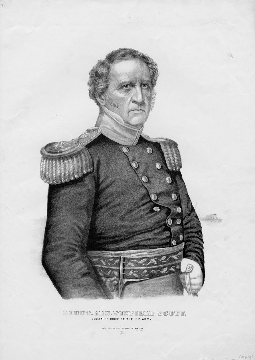 porucznik. Gen. Winfield Scott, generał naczelny armii amerykańskiej, wyd. przez Currier i Ives, c.1860 autorstwa American School