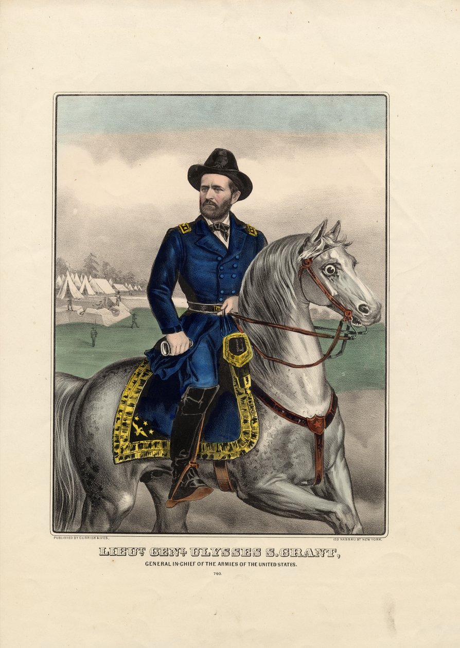 porucznik. Gen. Ulysses S. Grant: Generał naczelny armii Stanów Zjednoczonych, wyd. przez Currier i Ives, c.1866-70 autorstwa American School