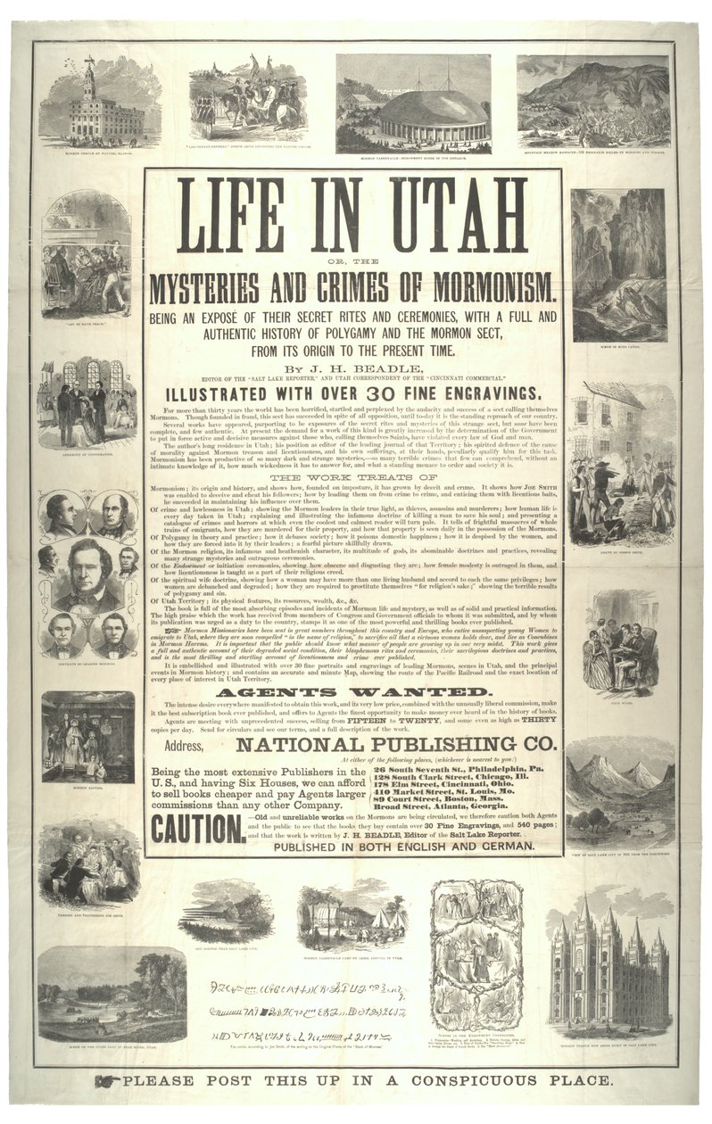 Życie w Utah lub tajemnice i zbrodnie mormonizmu; będąc ujawnieniem ich tajnych obrzędów i ceremonii, c.1870 autorstwa American School