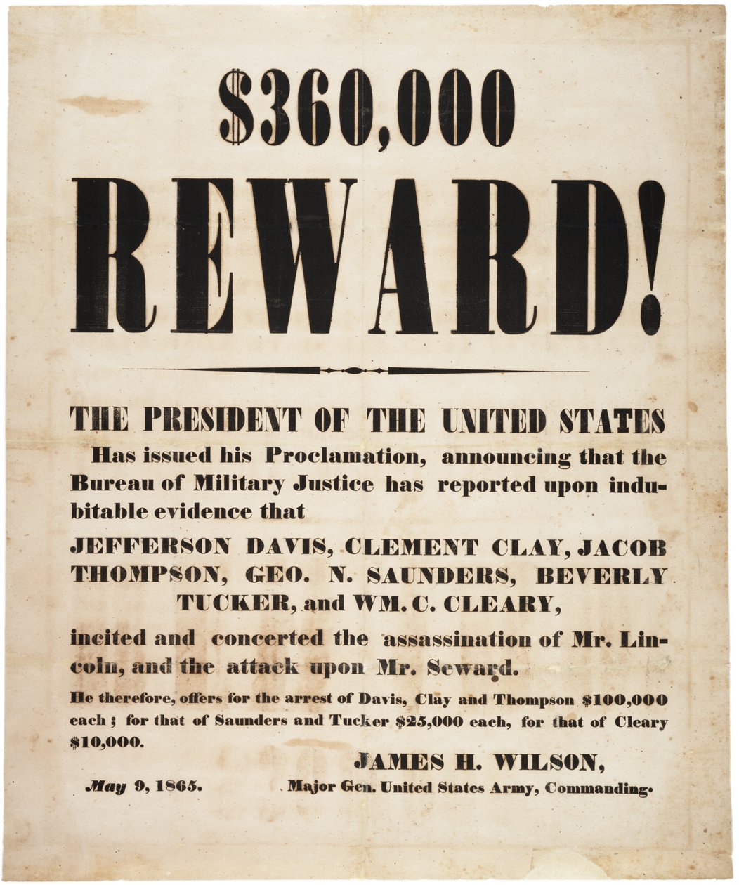 Nagroda za zabójstwo Lincolna, 9 maja 1865 r. autorstwa American School