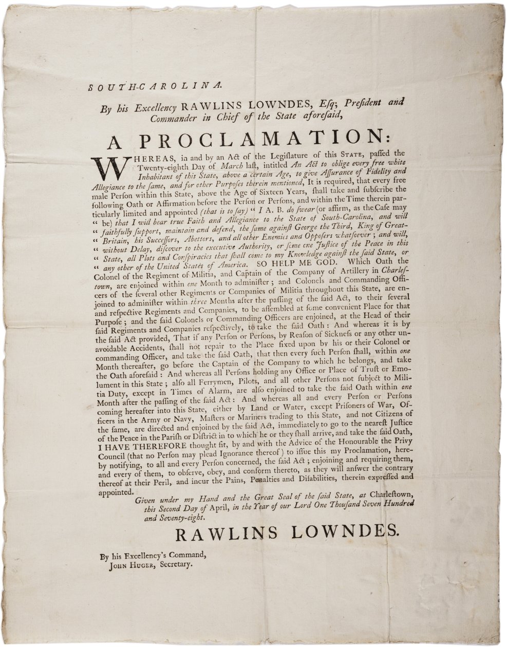 Przysięga Lojalności w obronie Niepodległości Karoliny Południowej, 2 kwietnia 1778 r. autorstwa American School