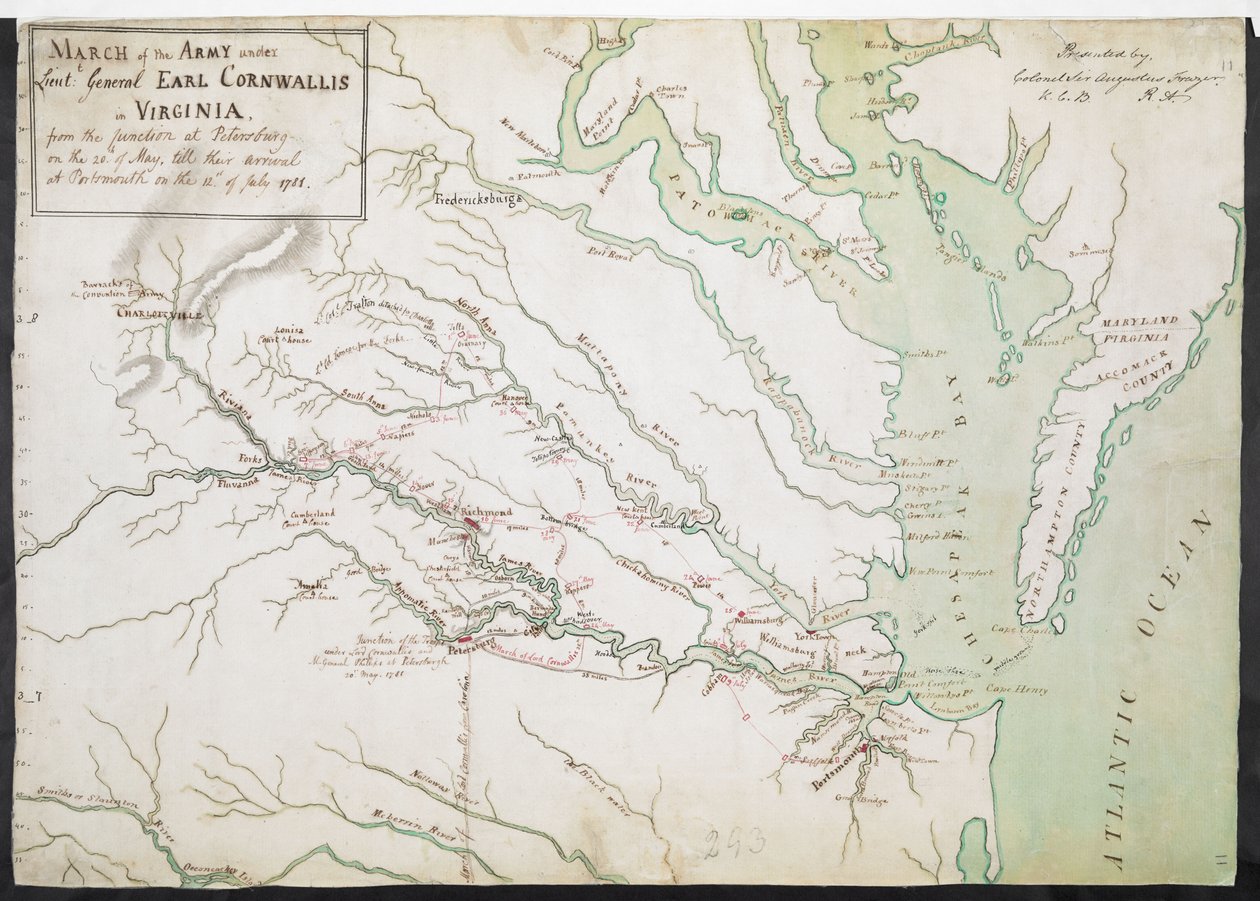 MARSZ ARMII pod dowództwem generała porucznika EARLA CORNWALLISA w WIRGINII, od POŁĄCZENIA w Petersburgu 20 maja do przybycia do Portsmouth 12 lipca 1781 r. autorstwa American School