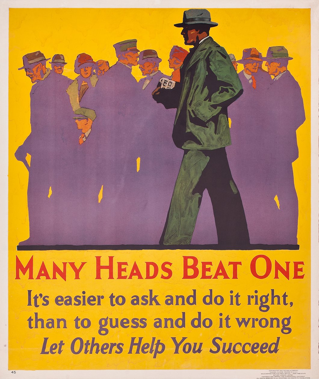 Wiele głów bije jedną; plakat motywacyjny z 1929 r. autorstwa American School