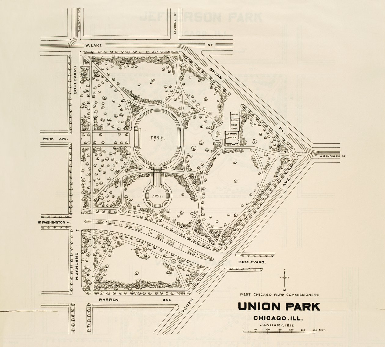 Mapa Union Park, Chicago, Illinois autorstwa American School