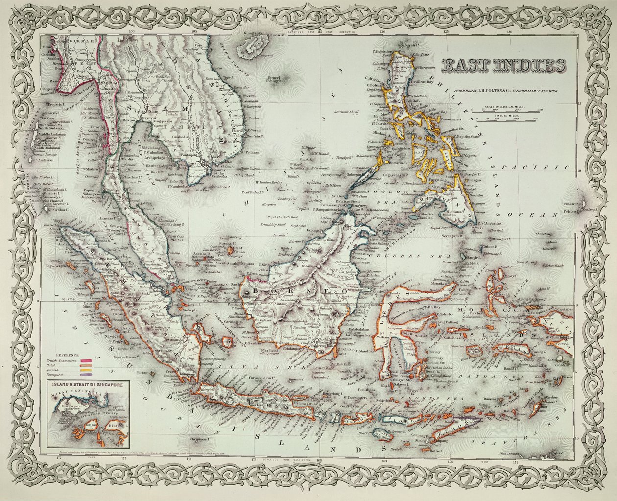 Mapa Indii Wschodnich (kolor grawerowany) autorstwa American School