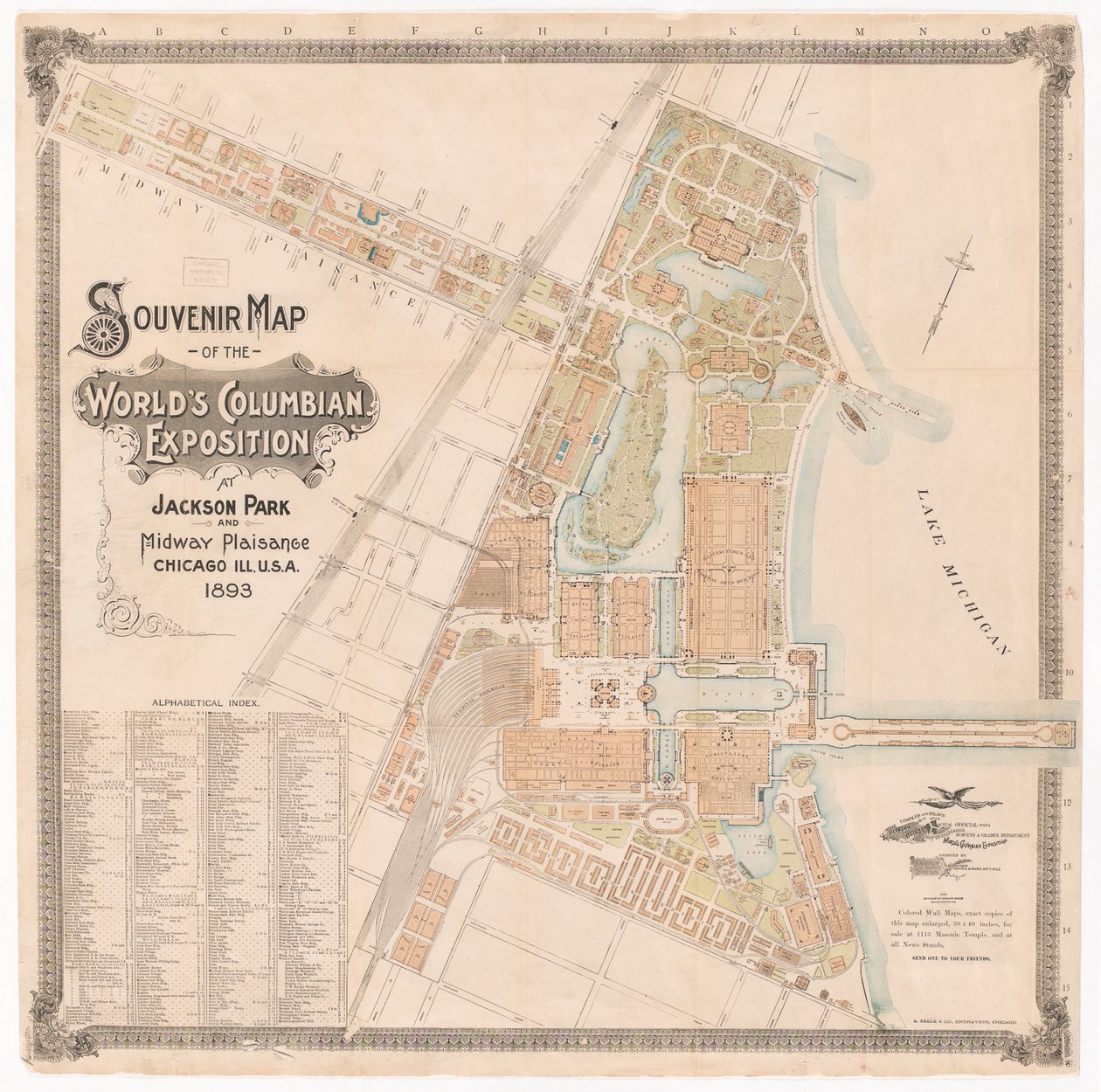 Mapa światowej wystawy kolumbijskiej, Chicago, Illinois autorstwa American School