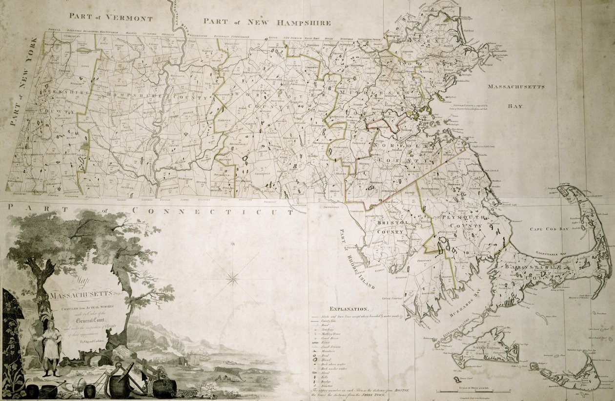 Mapa stanu Massachusetts, 1801 r. autorstwa American School
