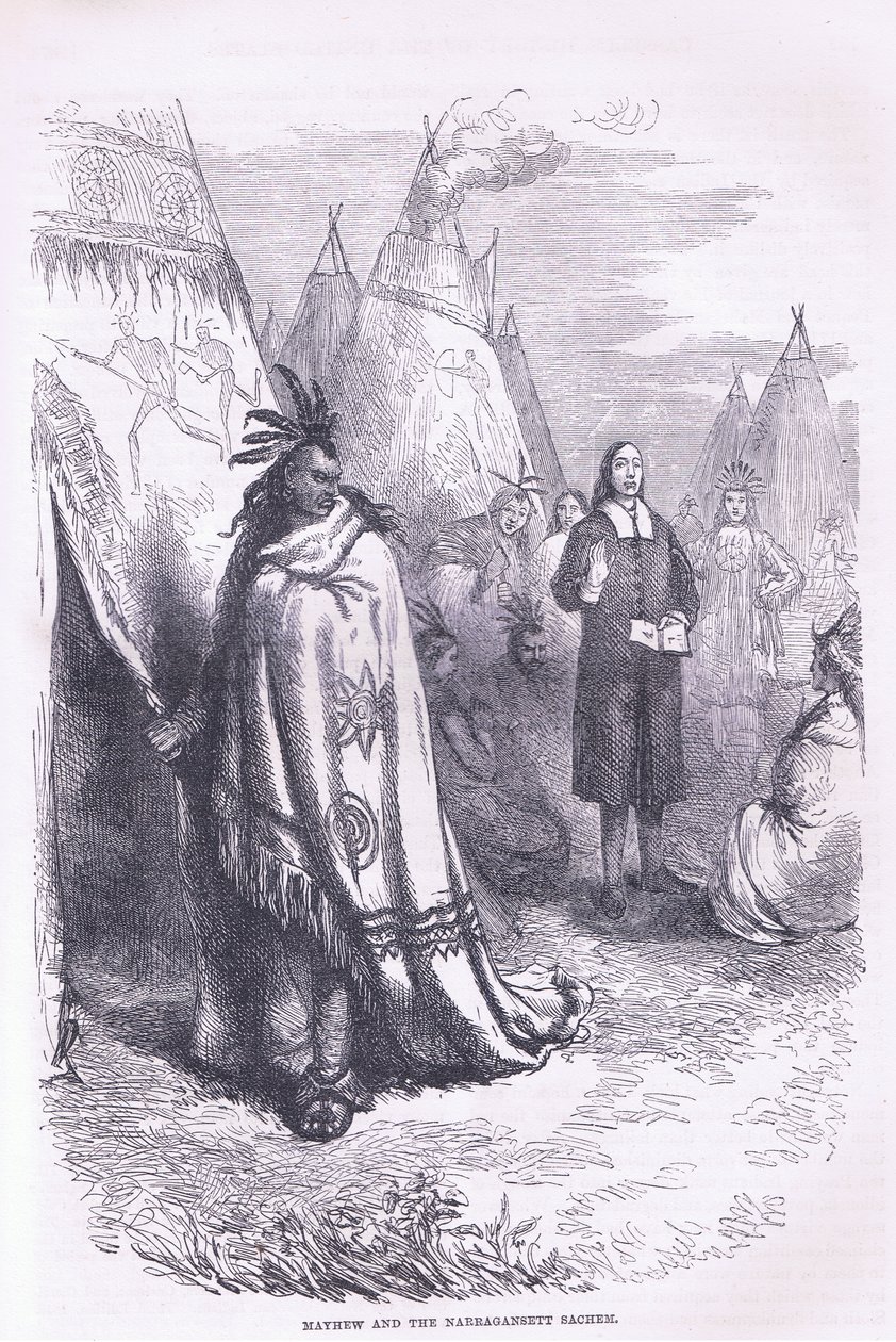 Mayhew and the Naragansett 1674, ilustracja z pubu Cassell