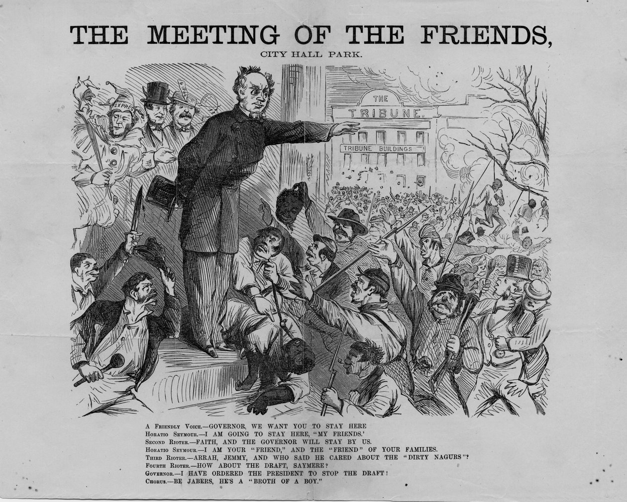 Spotkanie przyjaciół, City Hall Park, wyd. H.L. Stephens, Nowy Jork, c.1863 autorstwa American School