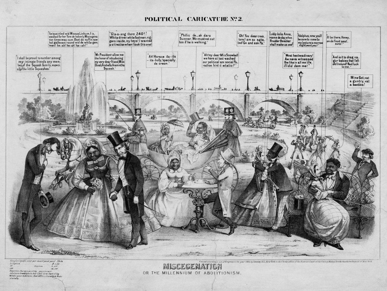 Miscegenation, czyli milenium abolicjonizmu, wydane przez Bromley & Co., Nowy Jork, 1864 autorstwa American School