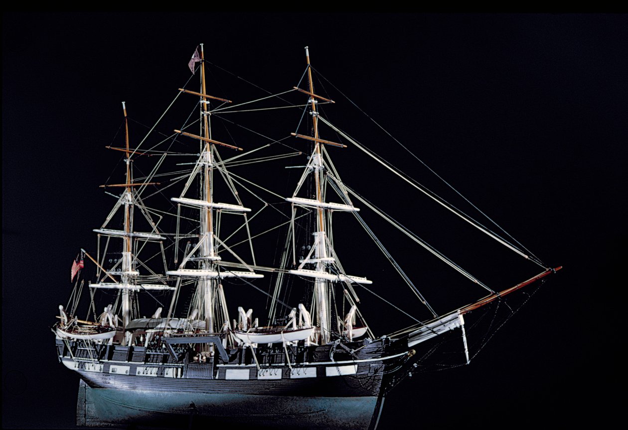 Model XVIII-wiecznego statku wielorybniczego (drewno) autorstwa American School