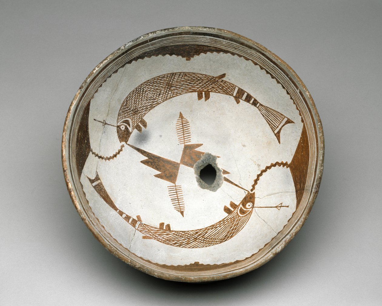 Słoik Mogollon z geometrycznymi wzorami, styl II, 1025-1150 (ceramika z bichromią poślizgową) autorstwa American School