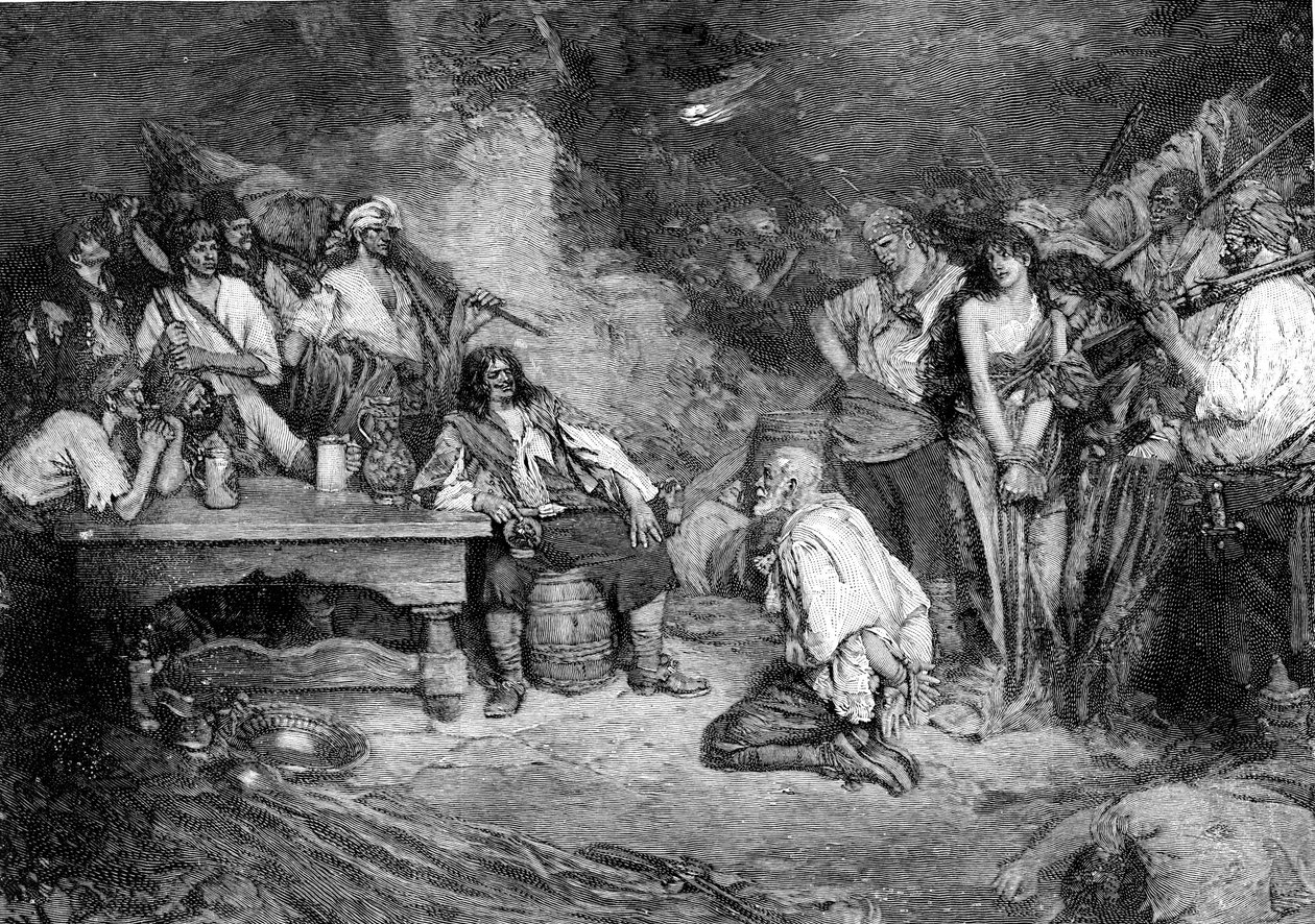 Morgan w Porto Bello według „Buccaneers and Marooners of the Spanish Main” Howarda Pyle autorstwa American School