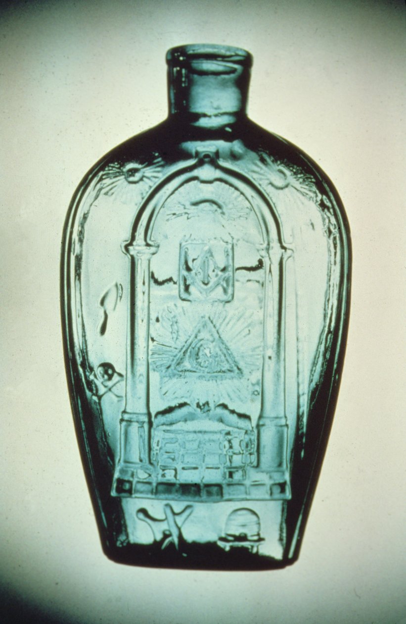 Dmuchana masońska kolba, Huta Keene (Marlboro St.), ok. 1815-17 (szkło) autorstwa American School