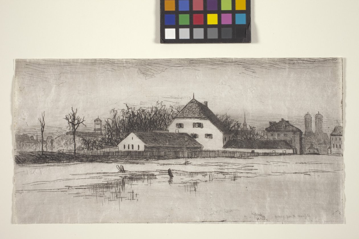 Monachium Z Marsfeld (akwaforta) autorstwa American School