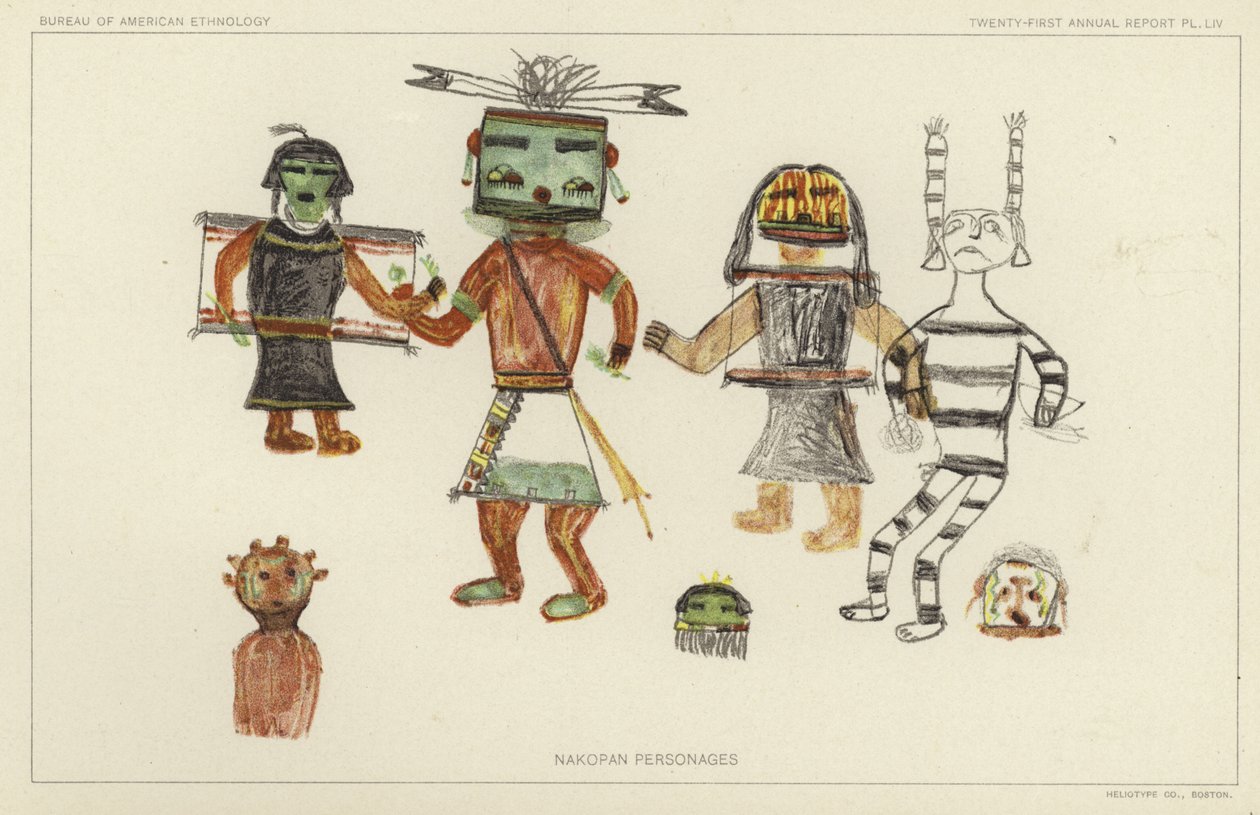 Postacie z Nakopan (kolorowa litografia) autorstwa American School