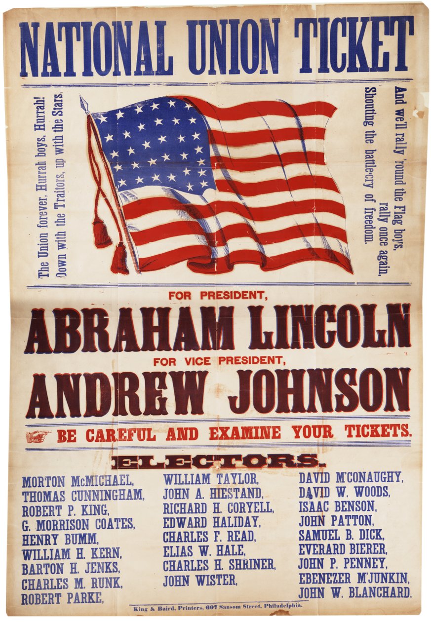 Bilet Zjednoczenia Narodowego. ... Lincoln i Johnson, The Union Forever, 1864 autorstwa American School