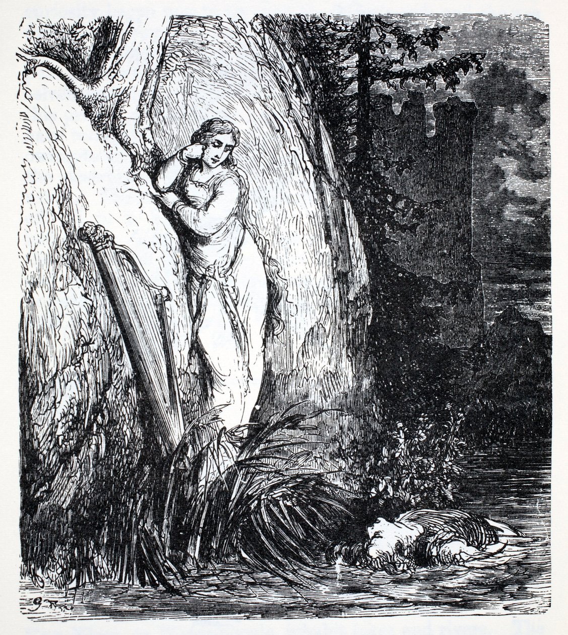 Nixes, ze Światowego przewodnika po gnomach, wróżkach, elfach i innych małych ludziach Thomasa Keightleya (1789-1872) opublikowane w 1880 r. (BW Engraving) autorstwa American School