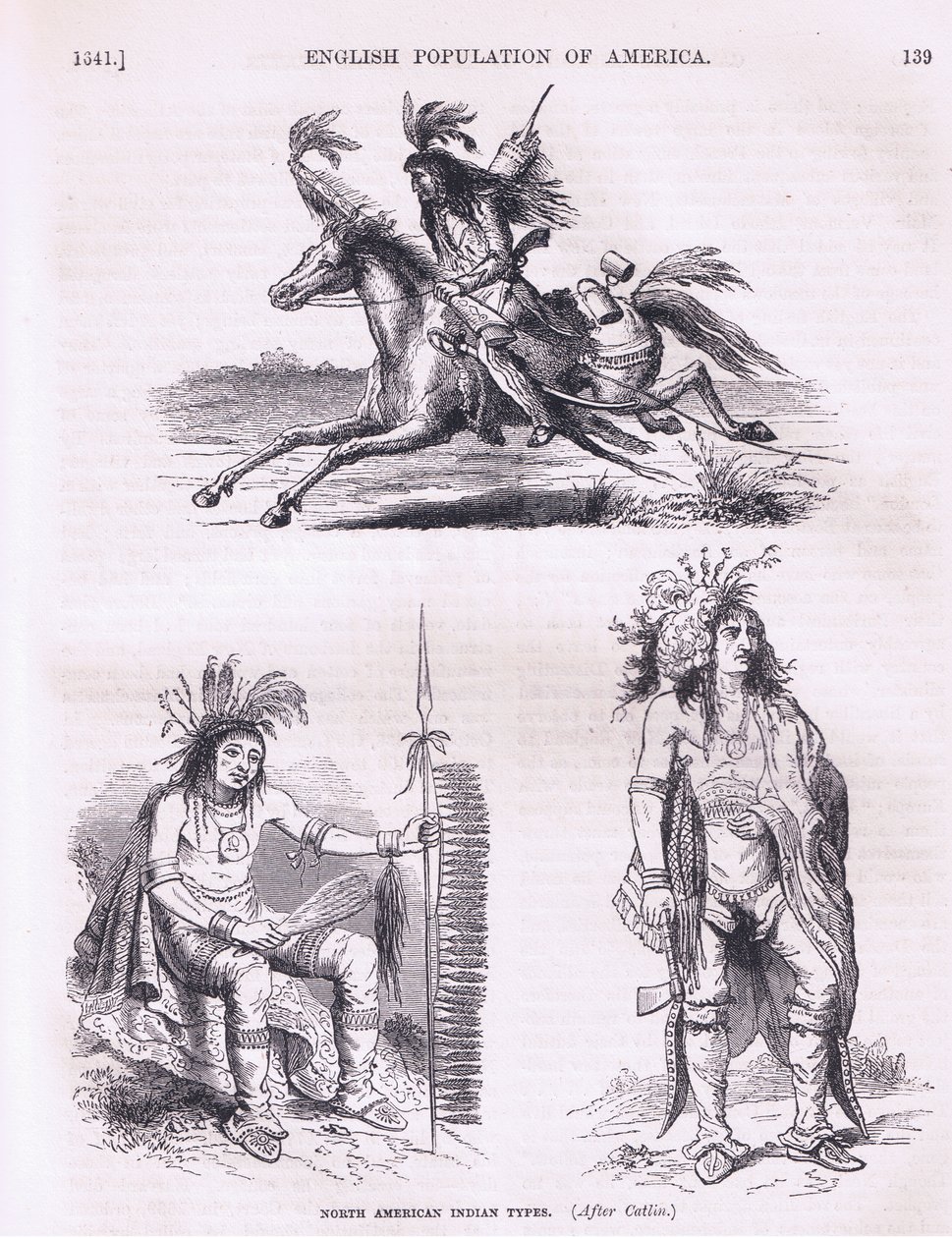 Typy Indian północnoamerykańskich (1640s), ilustracja z pubu Cassells History of the United States. autorstwa Pettera i Galpina c.1890 autorstwa American School