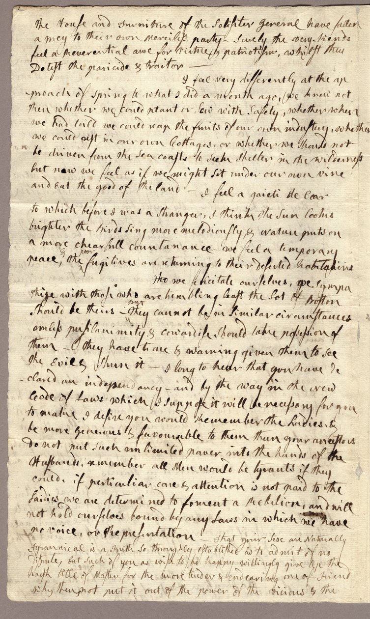 Strona 2, List Abigail Adams do Johna Adamsa, 31 marca - 5 kwietnia 1776 r. autorstwa American School