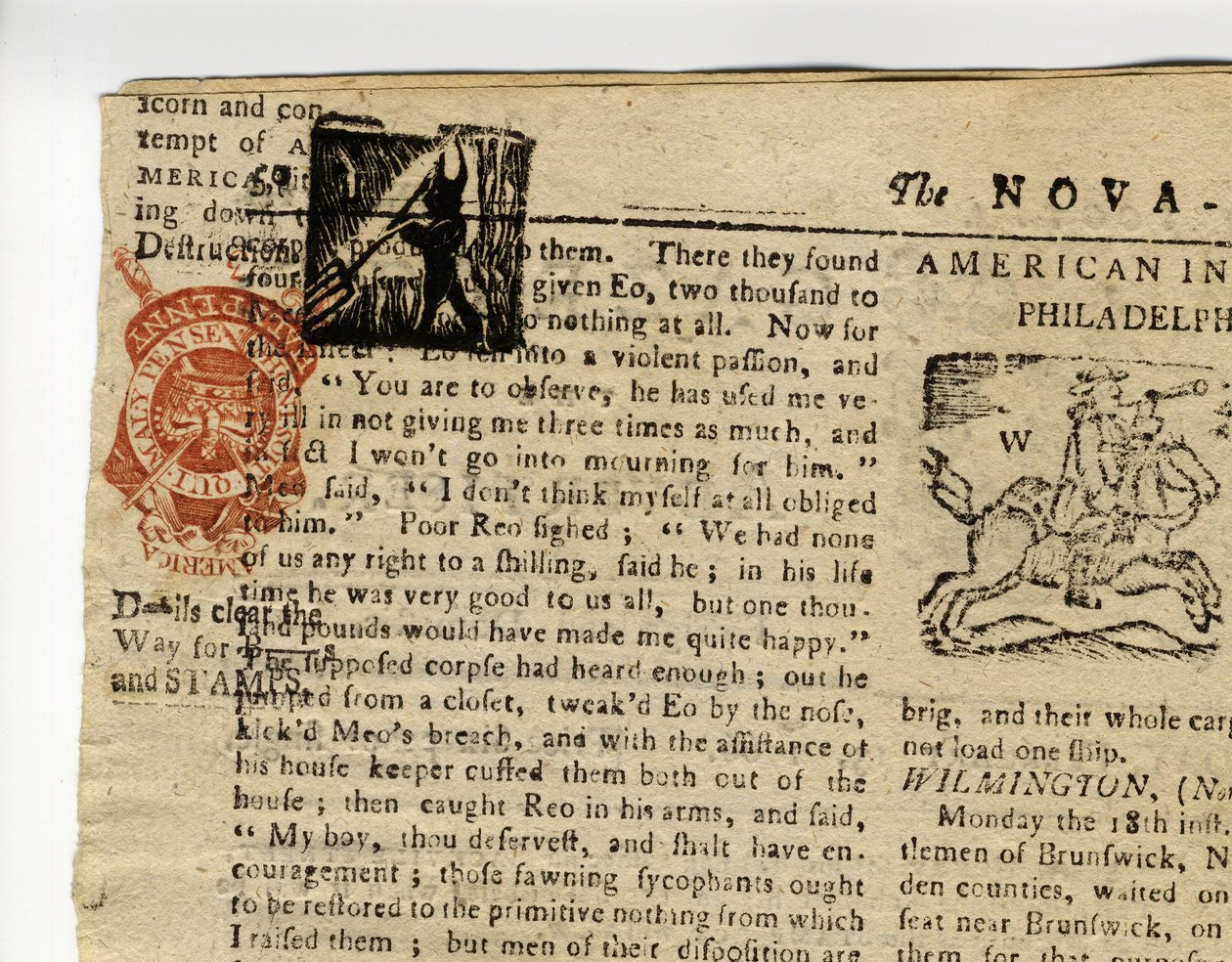 Strona z Halifax Gazette lub The Weekly Adviser, Nowa Szkocja, 12-19 grudnia 1765 autorstwa American School