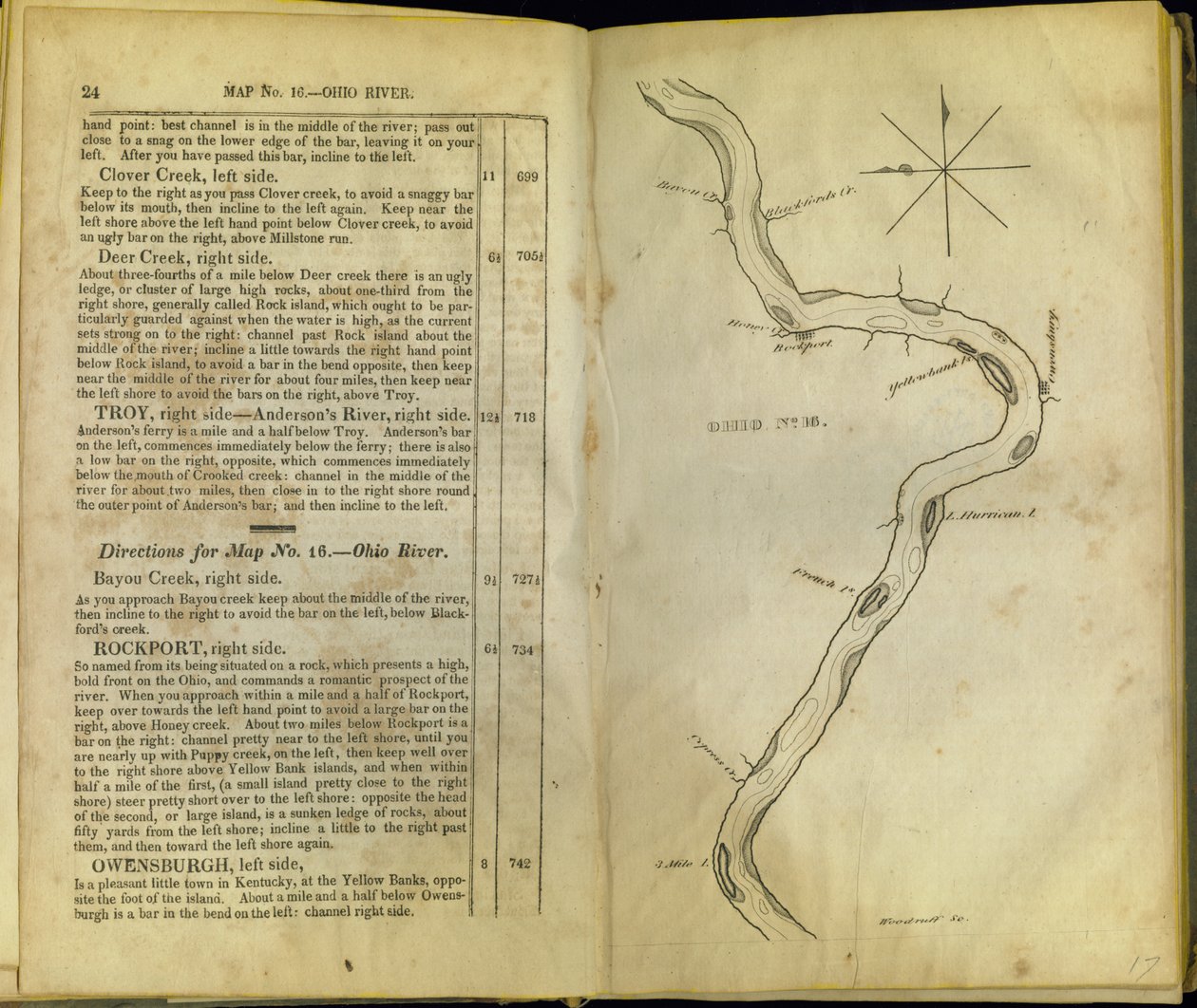 Strony z The Western Pilot..., Samuel Cummings, opublikowane przez G. Conclin, Cincinnati, 1847 autorstwa American School