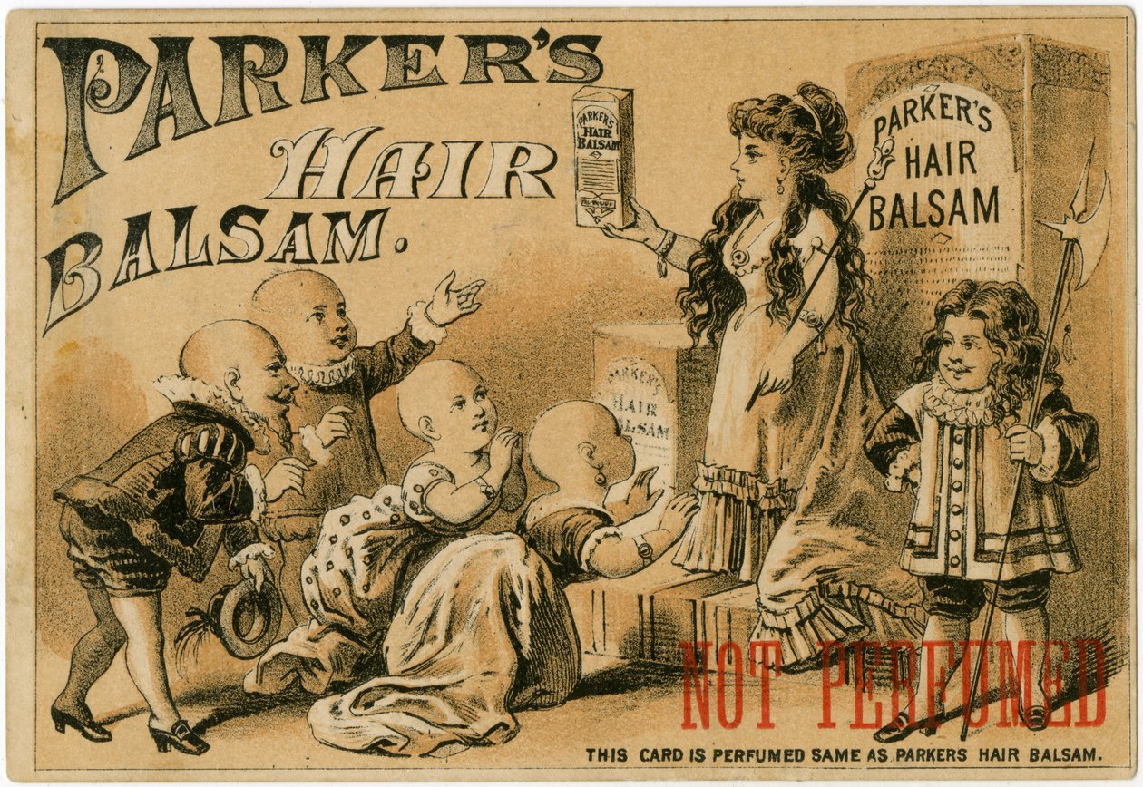 Parkers Hair Balsam [karta handlowa] (litografia kolorowa [karta handlowa]) autorstwa American School