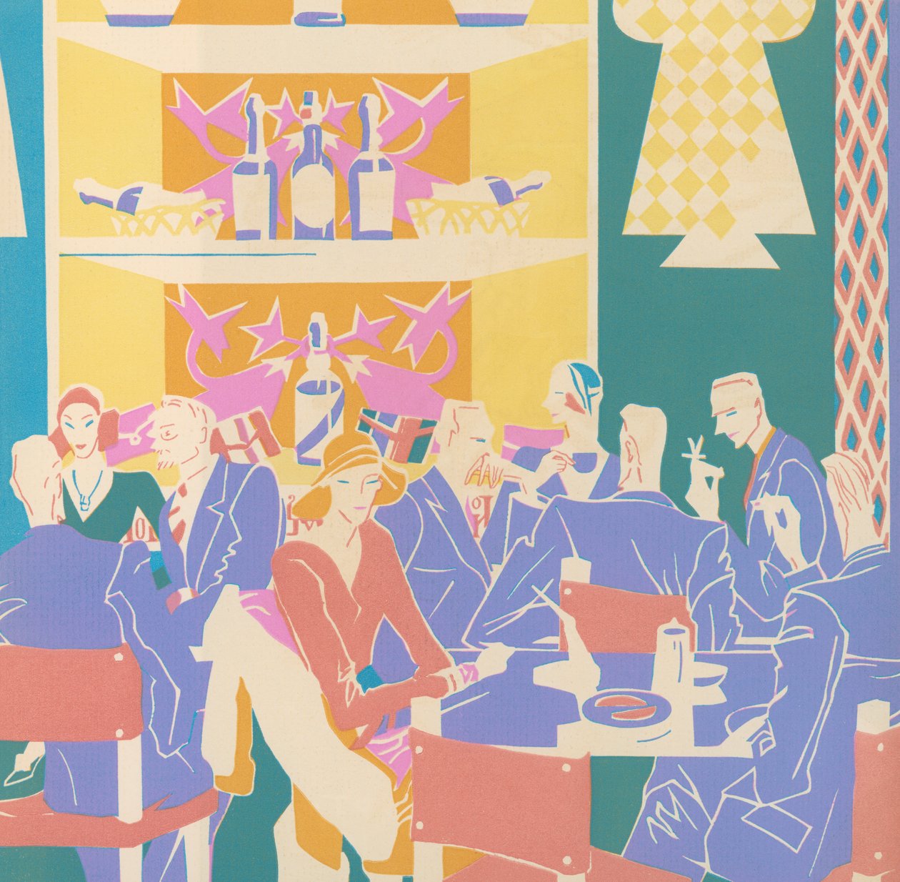 Patroni przy stolikach w Art Deco Jazz Club autorstwa American School