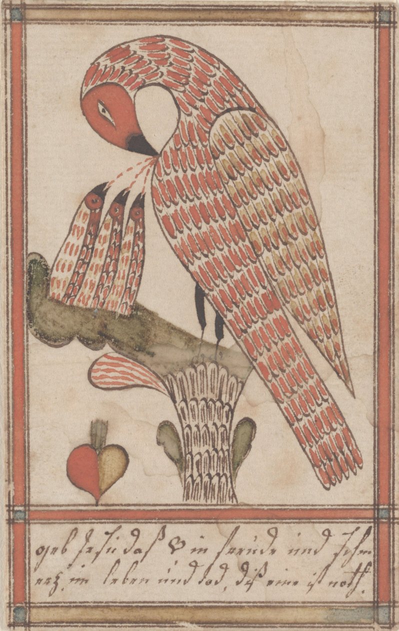 Pelikan w swojej pobożności, ok. 1800 (atrament i toaleta na papierze) autorstwa American School