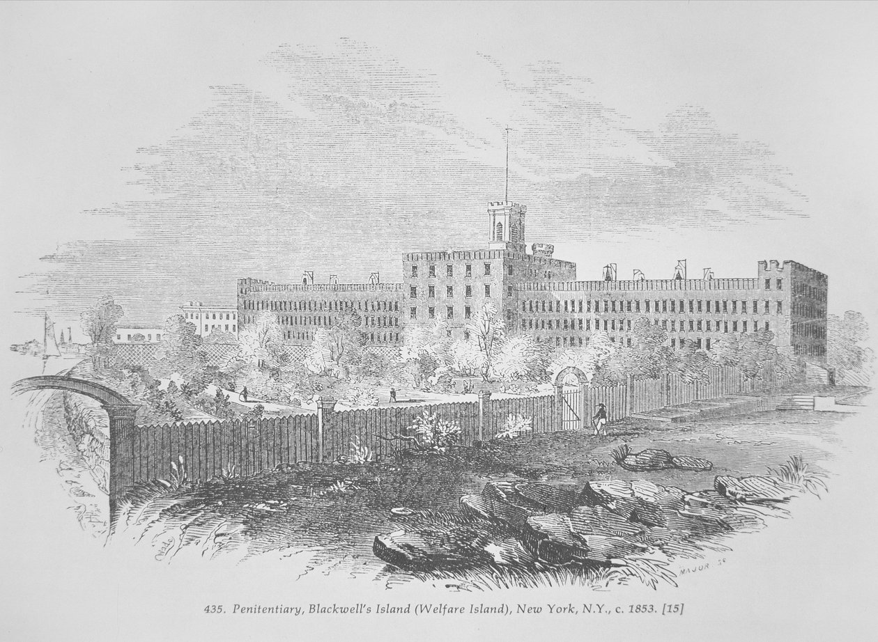 Zakład karny na Wyspie Blackwella (Welfare Island) Nowy Jork, ok. 1853 r. (rycina) autorstwa American School
