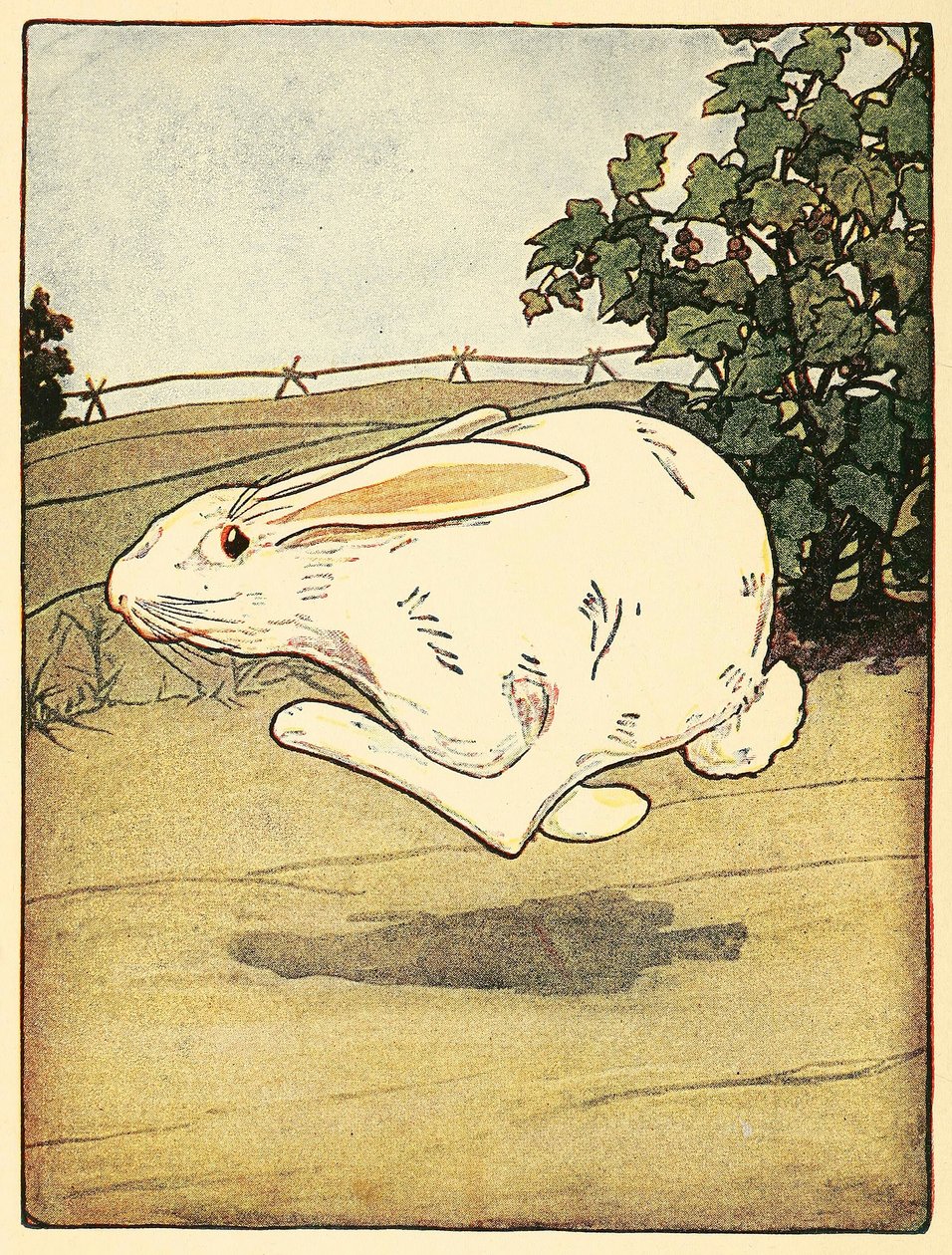 Peter nigdy nie przestał biegać, z The Tale of Peter Rabbit, pub. Litografia kolorowa 1916, 1916. autorstwa American School
