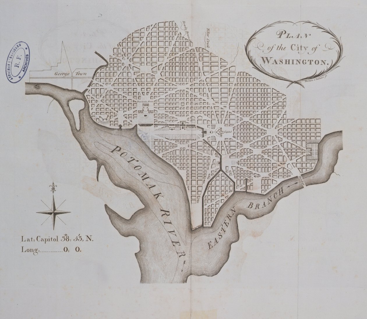 Plan miasta Waszyngton, jak pierwotnie określono w 1793 r autorstwa American School
