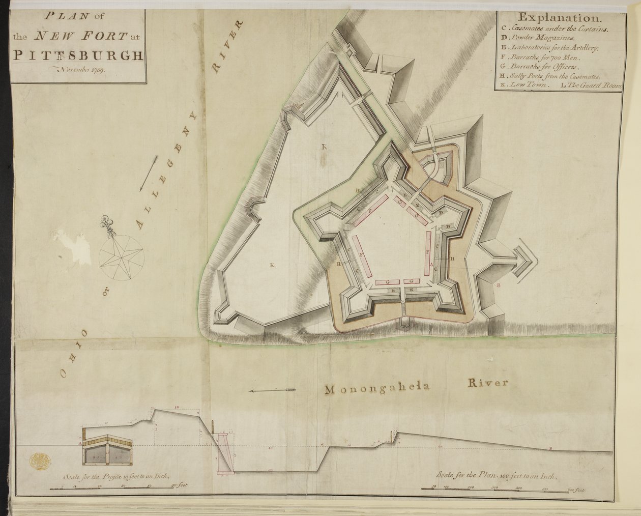 Plan nowego fortu w Pittsburghu autorstwa American School