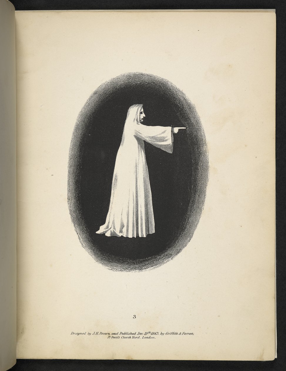 Płyta 3. Duch w bieli.  Spektropia; lub, Zaskakujące iluzje widmowe pokazujące duchy wszędzie i w dowolnym kolorze itp. Ser. 1.  J.H. brązowy  1864 autorstwa American School